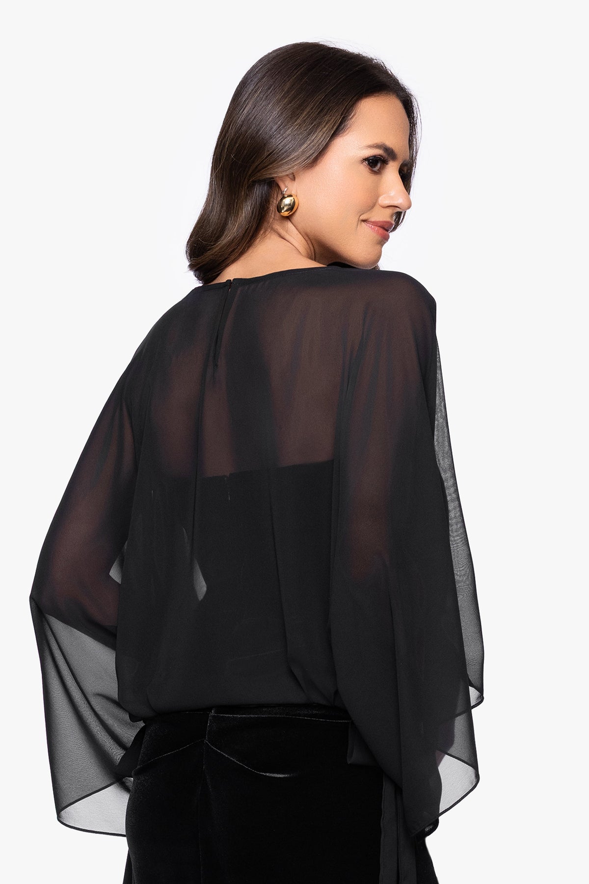 "Demi" Chiffon Pullover Shawl Wrap Navy