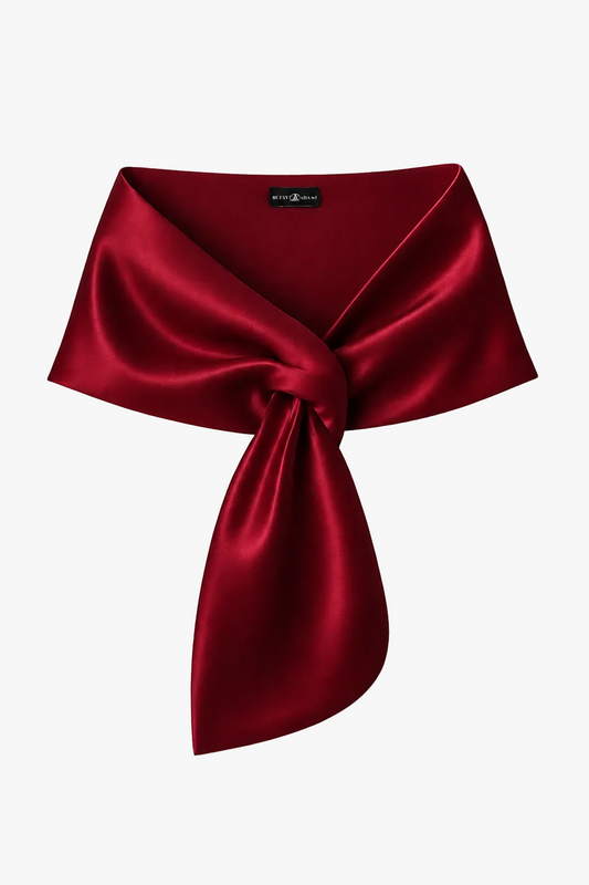 "Trixie" Satin Pull Through Shawl Wrap | Betsy & Adam Burgundy