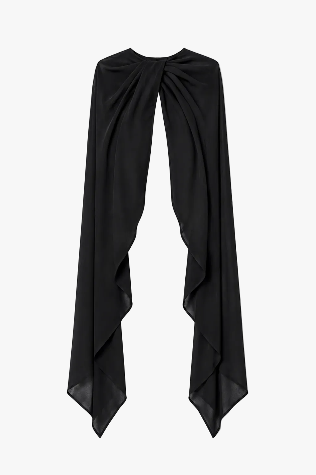 "Rose" Chiffon Twist Knot Long Cape Black
