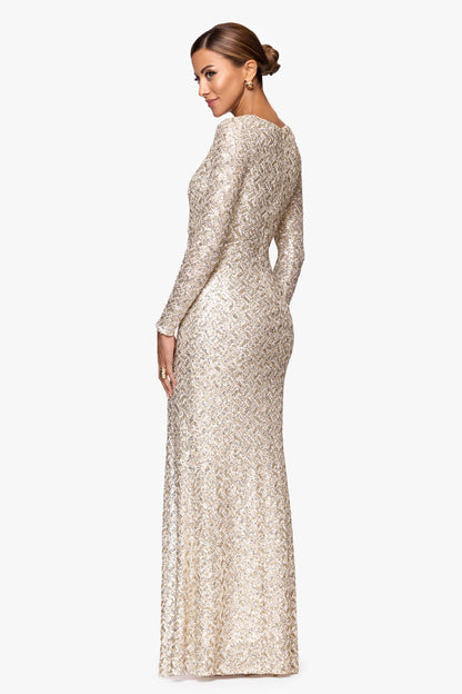 Petite "Adaline" Sequin Slit Dress Gold/Silver