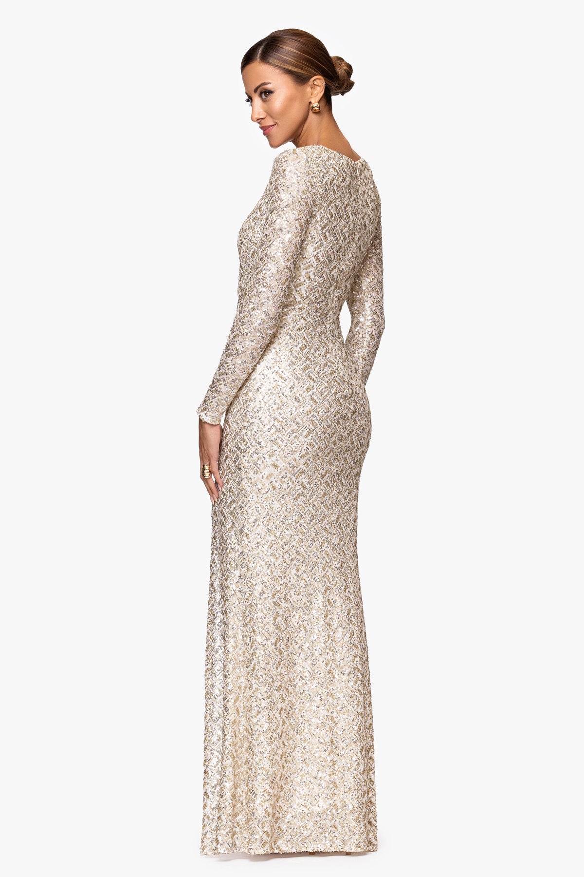 "Adaline" Sequin Slit Dress Gold/Silver