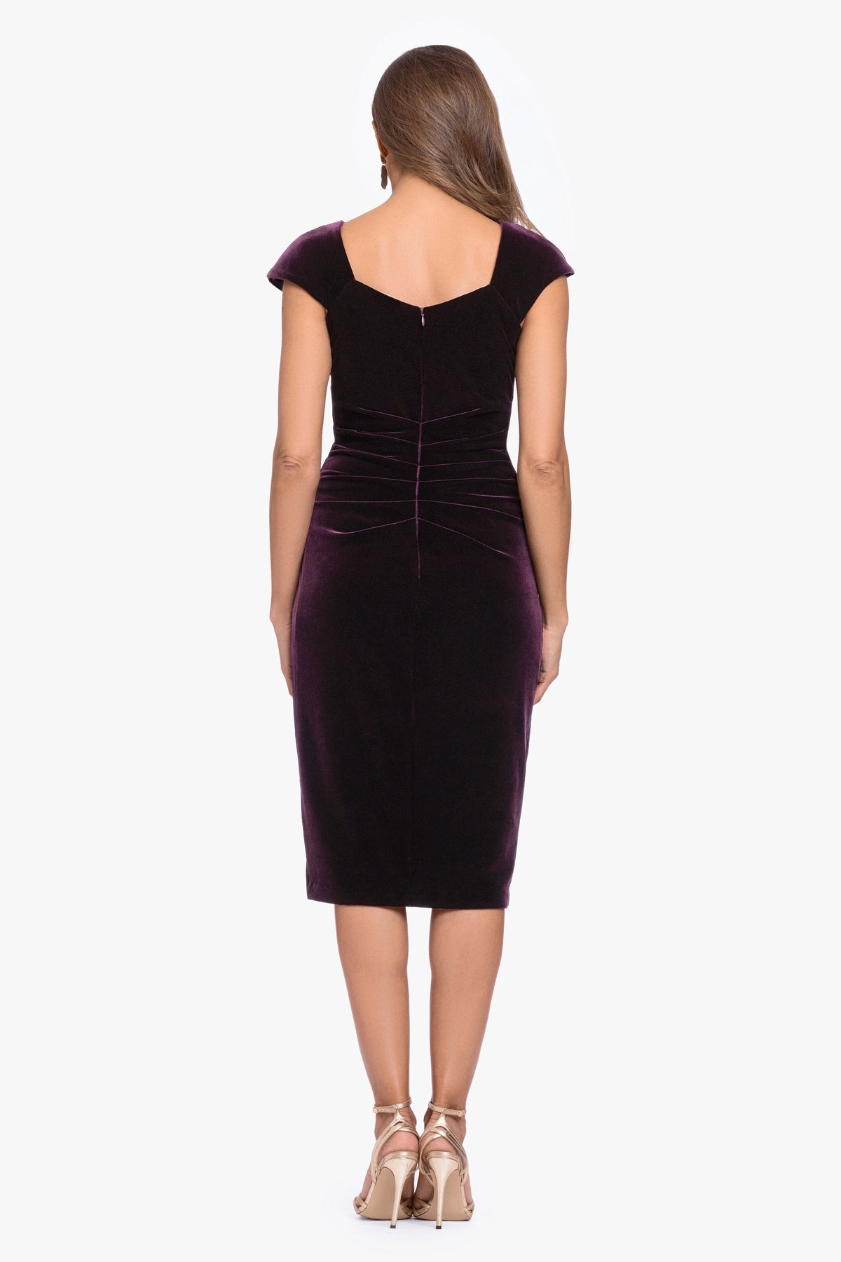 "Alina" Velvet Asymmetrical Cap Sleeve Short Dress Maroon