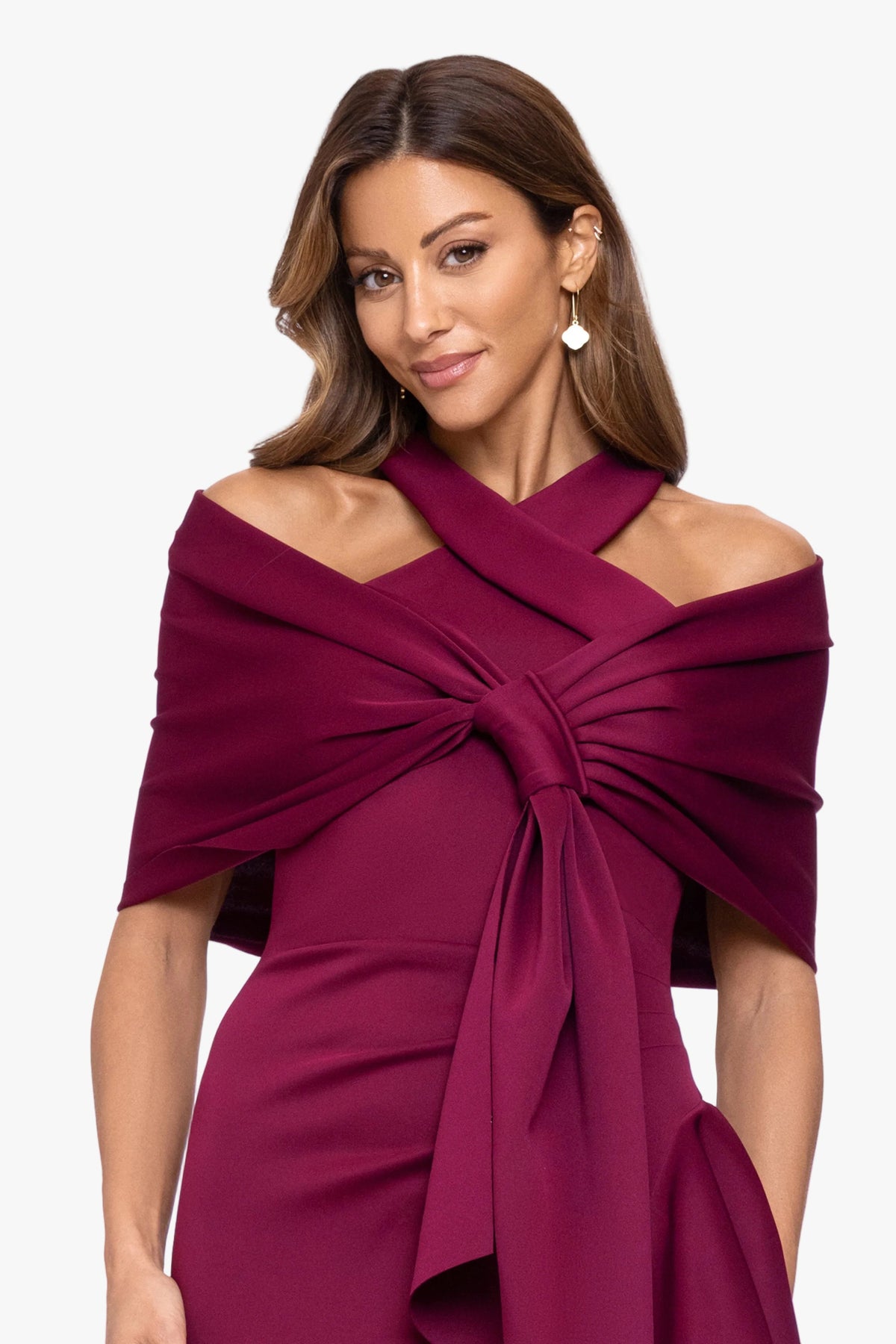 "Carol" Techno Scuba Shawl Wrap Wine