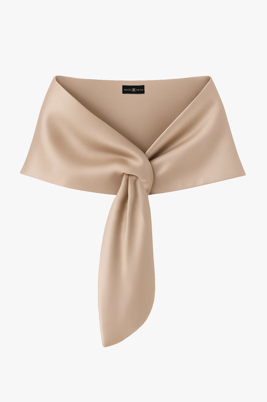 "Trixie" Satin Pull Through Shawl Wrap Mocha