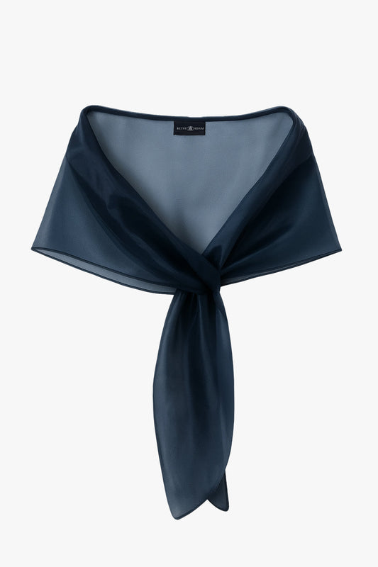 "Joan" Pull Through Organza Shawl Wrap Navy