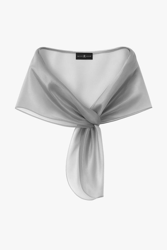 "Joan" Pull Through Organza Shawl Wrap Silver