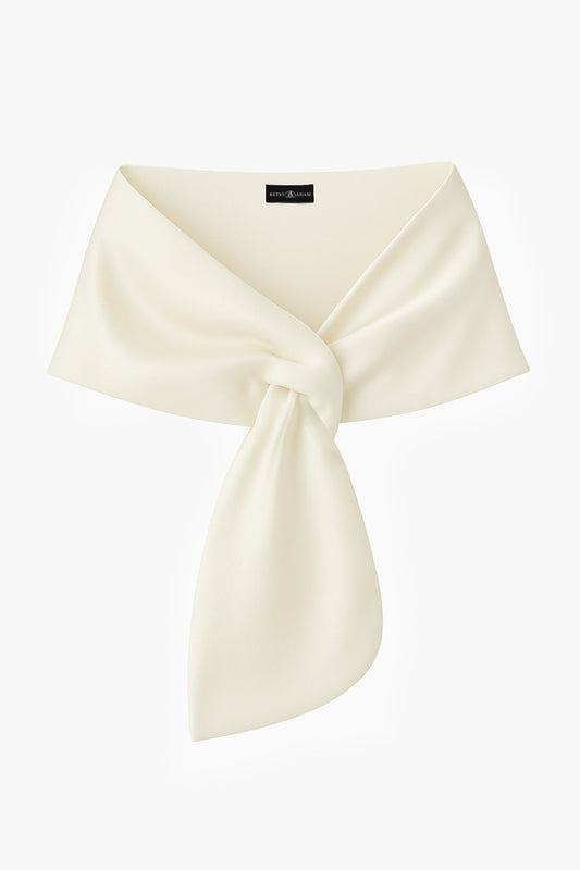 "Trixie" Satin Pull Through Shawl Wrap Ivory