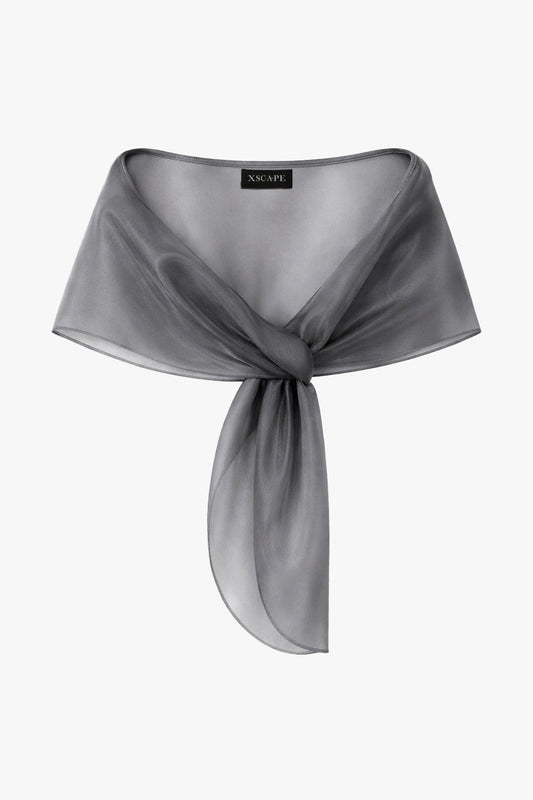 "Joan" Pull Through Organza Shawl Wrap Gunmetal