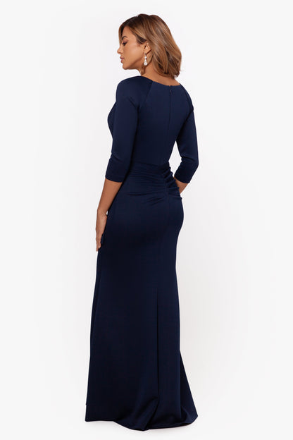 Petite "Lexi" Techno Scuba Long Sleeve Dress Midnight