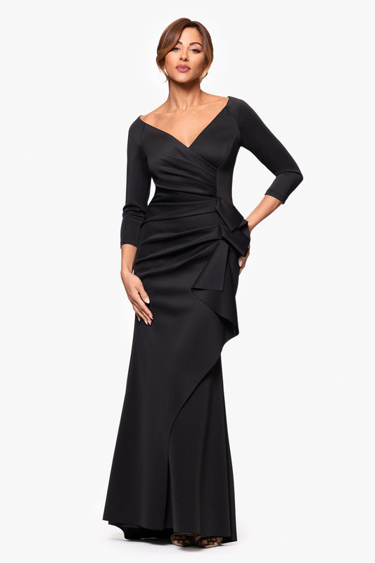 "Lexi" Techno Scuba Long Sleeve Dress Black