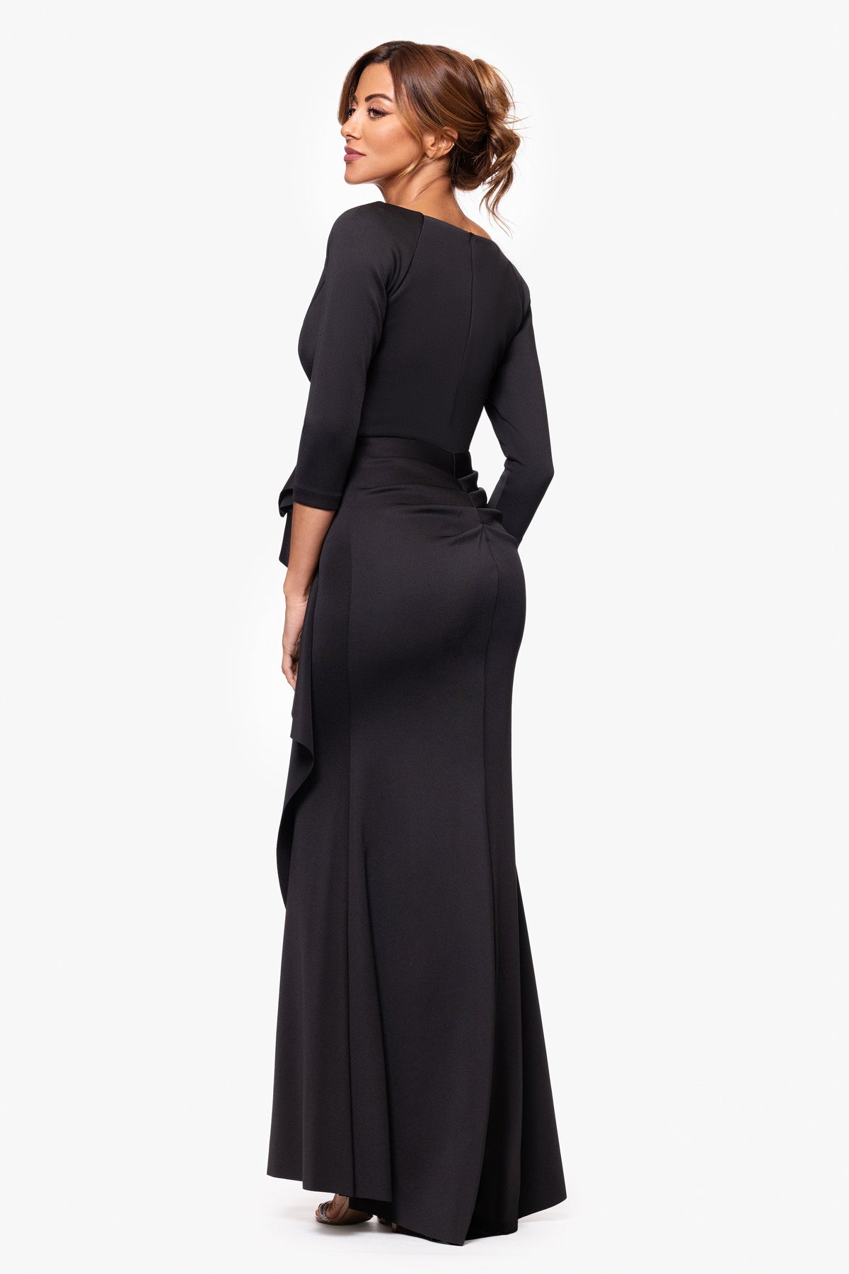 Petite "Lexi" Techno Scuba Long Sleeve Dress Black