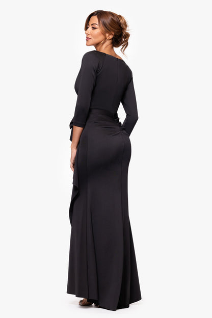 Petite "Lexi" Techno Scuba Long Sleeve Dress Black