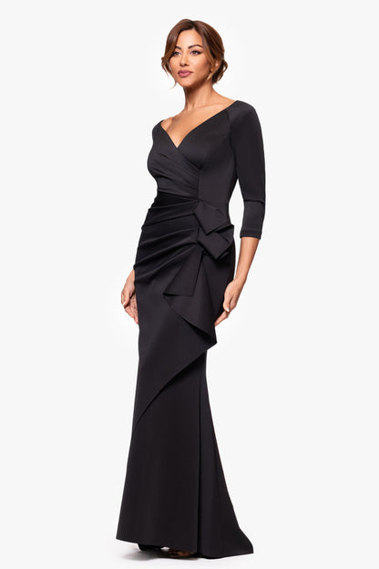 Petite "Lexi" Techno Scuba Long Sleeve Dress Black
