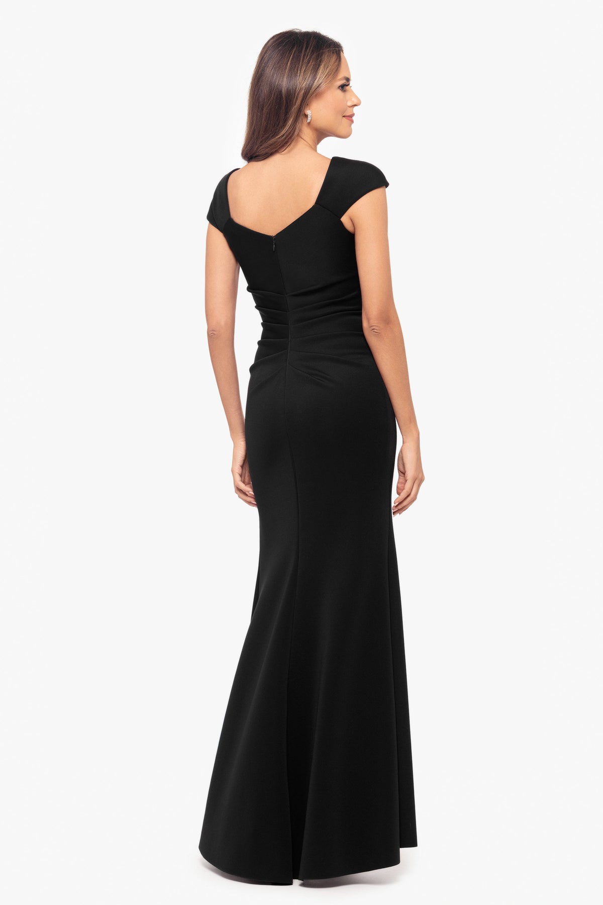 "Lenore" Techno Scuba Asymmetrical Neckline Dress Black