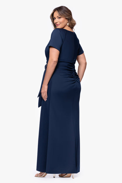 Plus "Jordan" Techno Scuba Short Sleeve Dress Midnight