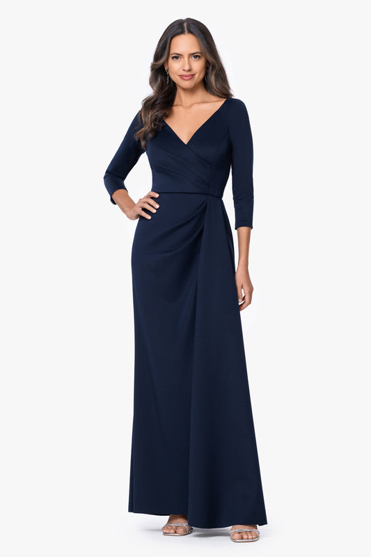 "Mindy" Techno Scuba Long Sleeve Dress Midnight