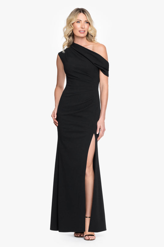 "Kennedy" Scuba Crepe Off The Shoulder Dress Black