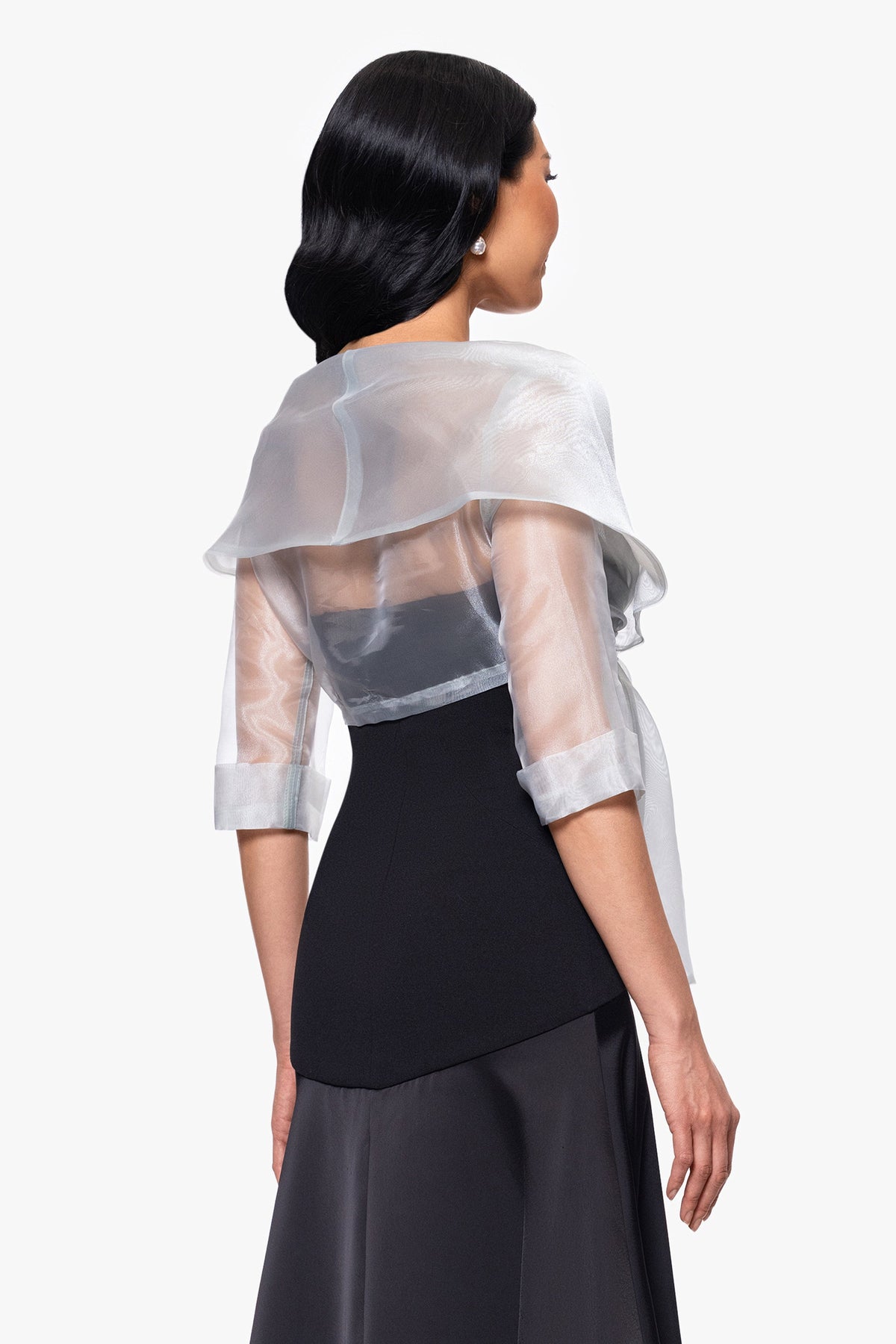 "Agnes" Organza 3/4 Sleeve Shawl Wrap Silver
