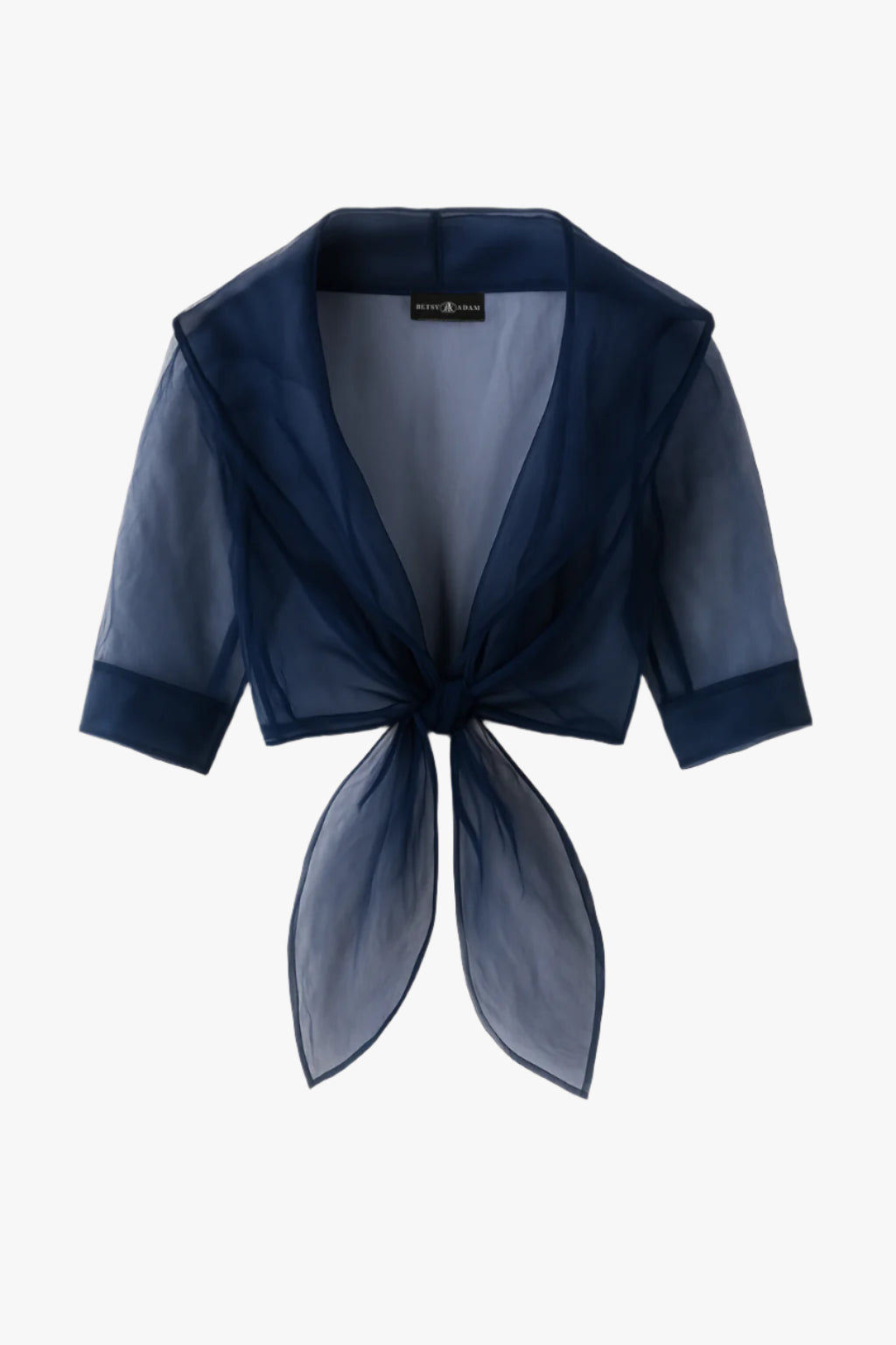 "Agnes" Organza 3/4 Sleeve Shawl Wrap Navy