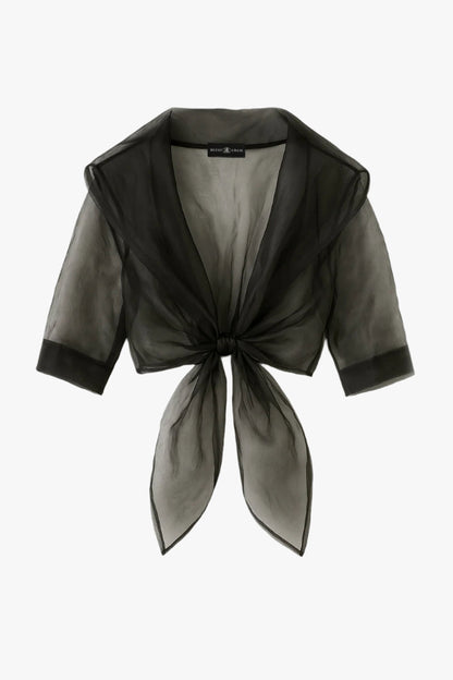 "Agnes" Organza 3/4 Sleeve Shawl Wrap Black