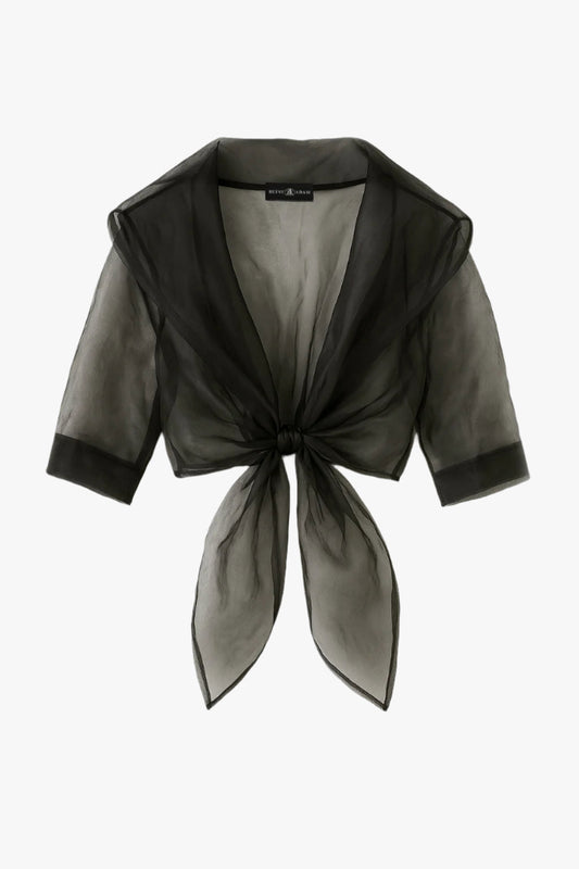 "Agnes" Organza 3/4 Sleeve Shawl Wrap Black