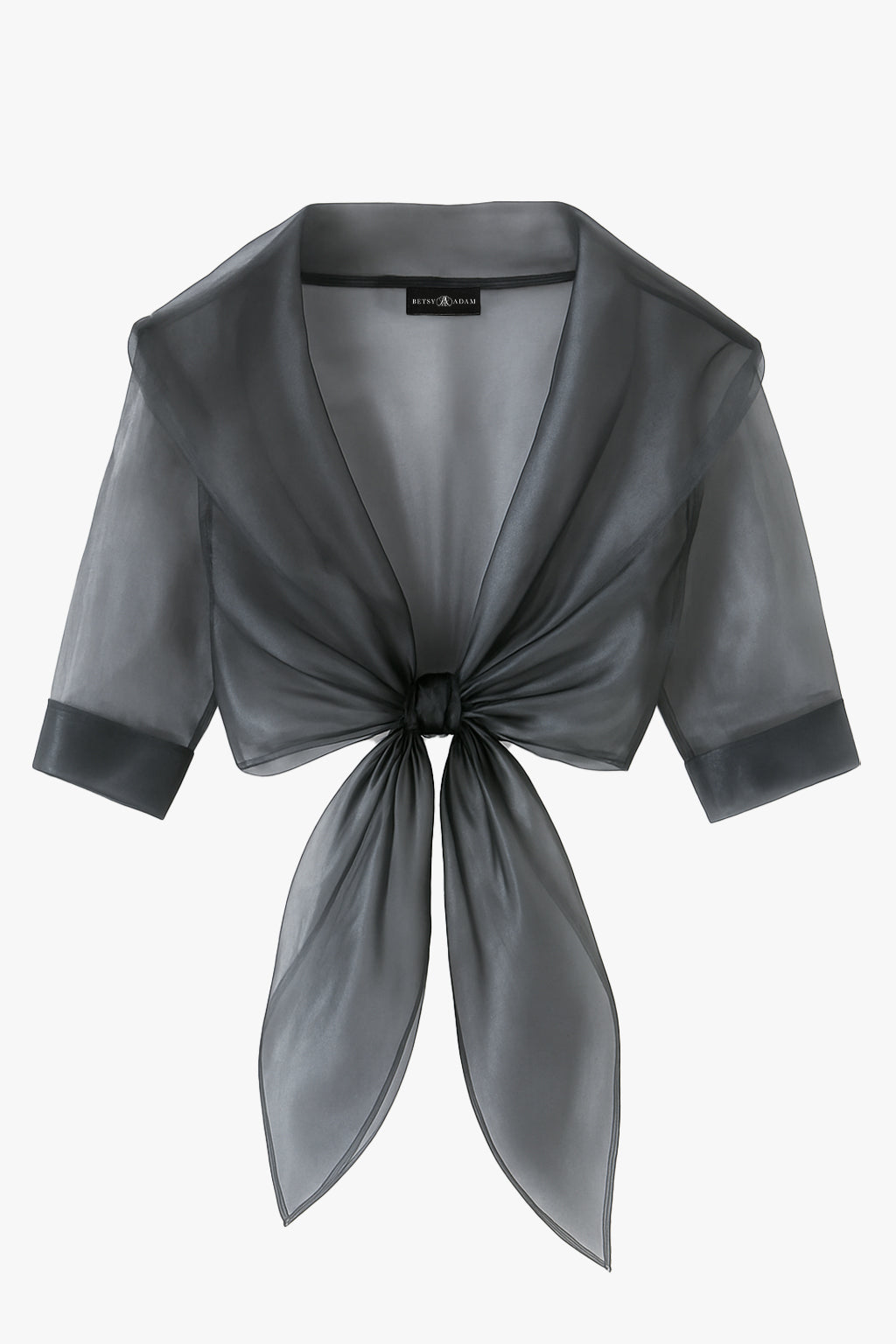 "Agnes" Organza 3/4 Sleeve Shawl Wrap Gunmetal