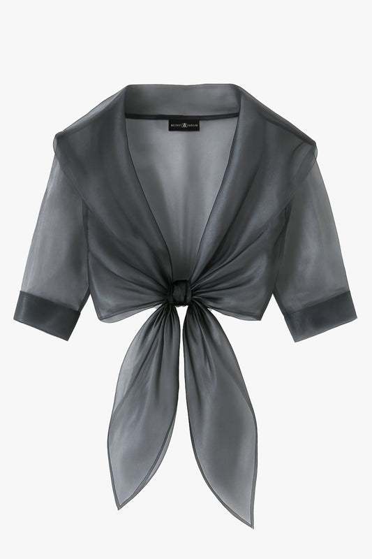 "Agnes" Organza 3/4 Sleeve Shawl Wrap Gunmetal