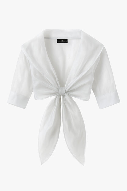 "Agnes" Organza 3/4 Sleeve Shawl Wrap Ivory