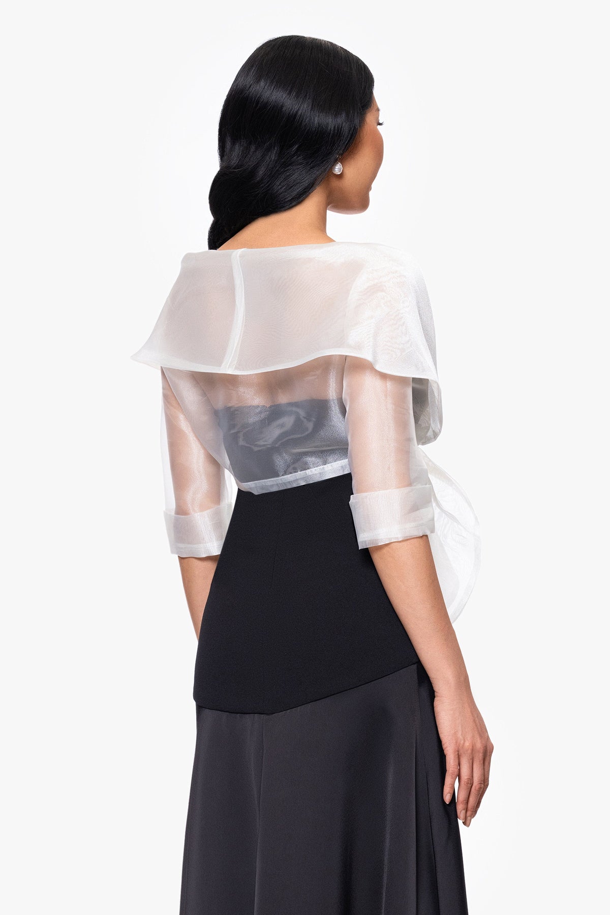 "Agnes" Organza 3/4 Sleeve Shawl Wrap Ivory