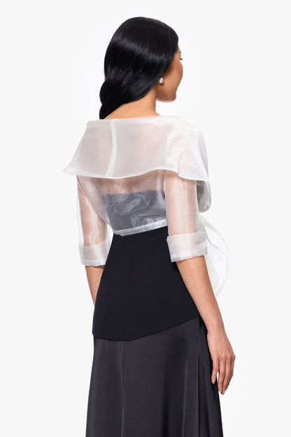 "Agnes" Organza 3/4 Sleeve Shawl Wrap Ivory