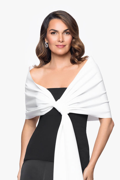 "Carol" Techno Scuba Shawl Wrap Ivory