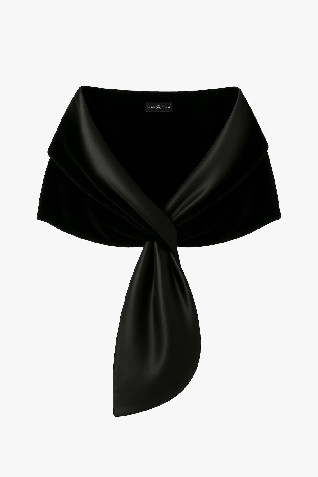 "Rosemary" Velvet and Satin Pull Through Shawl Wrap Black