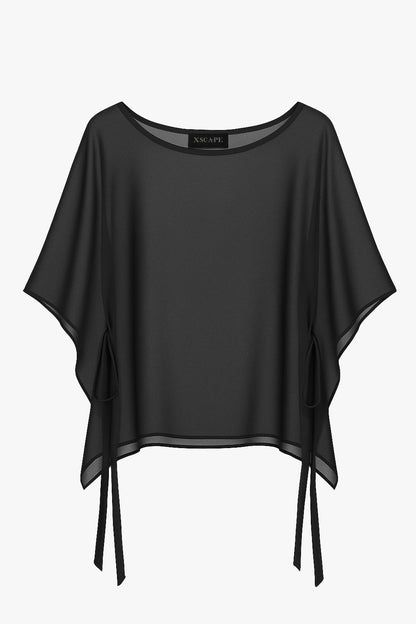 "Demi" Chiffon Pullover Shawl Wrap Black