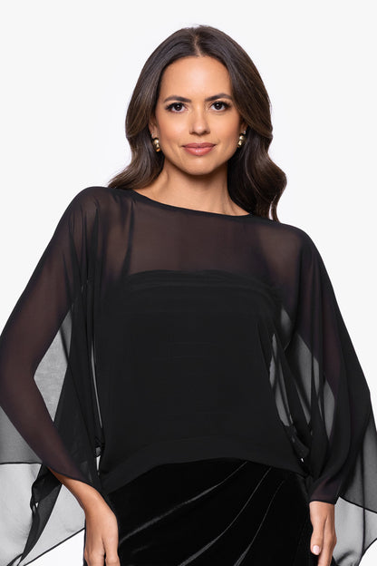 "Demi" Chiffon Pullover Shawl Wrap Black