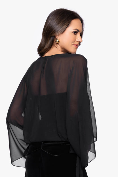 "Demi" Chiffon Pullover Shawl Wrap Black