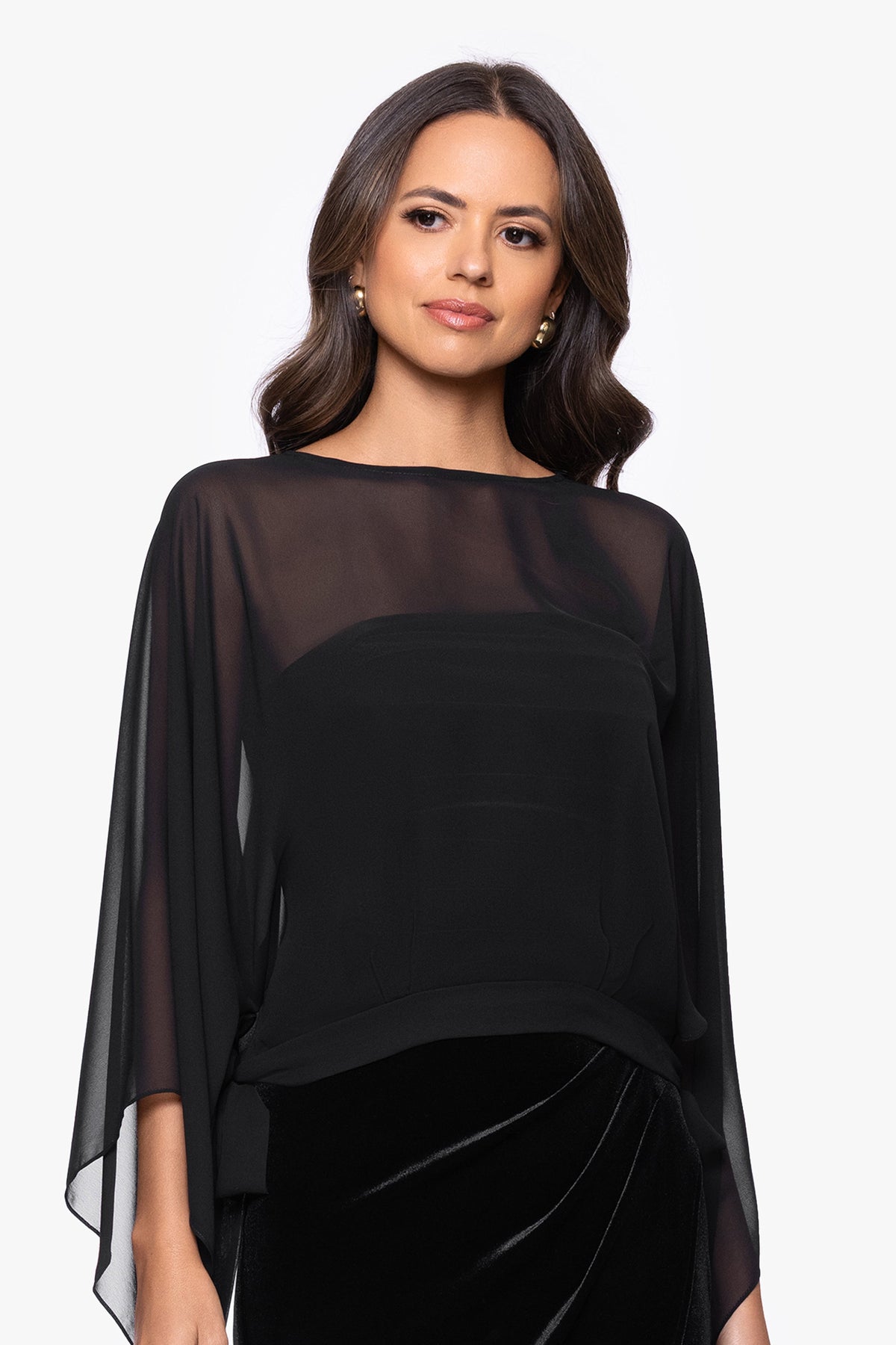"Demi" Chiffon Pullover Shawl Wrap Black