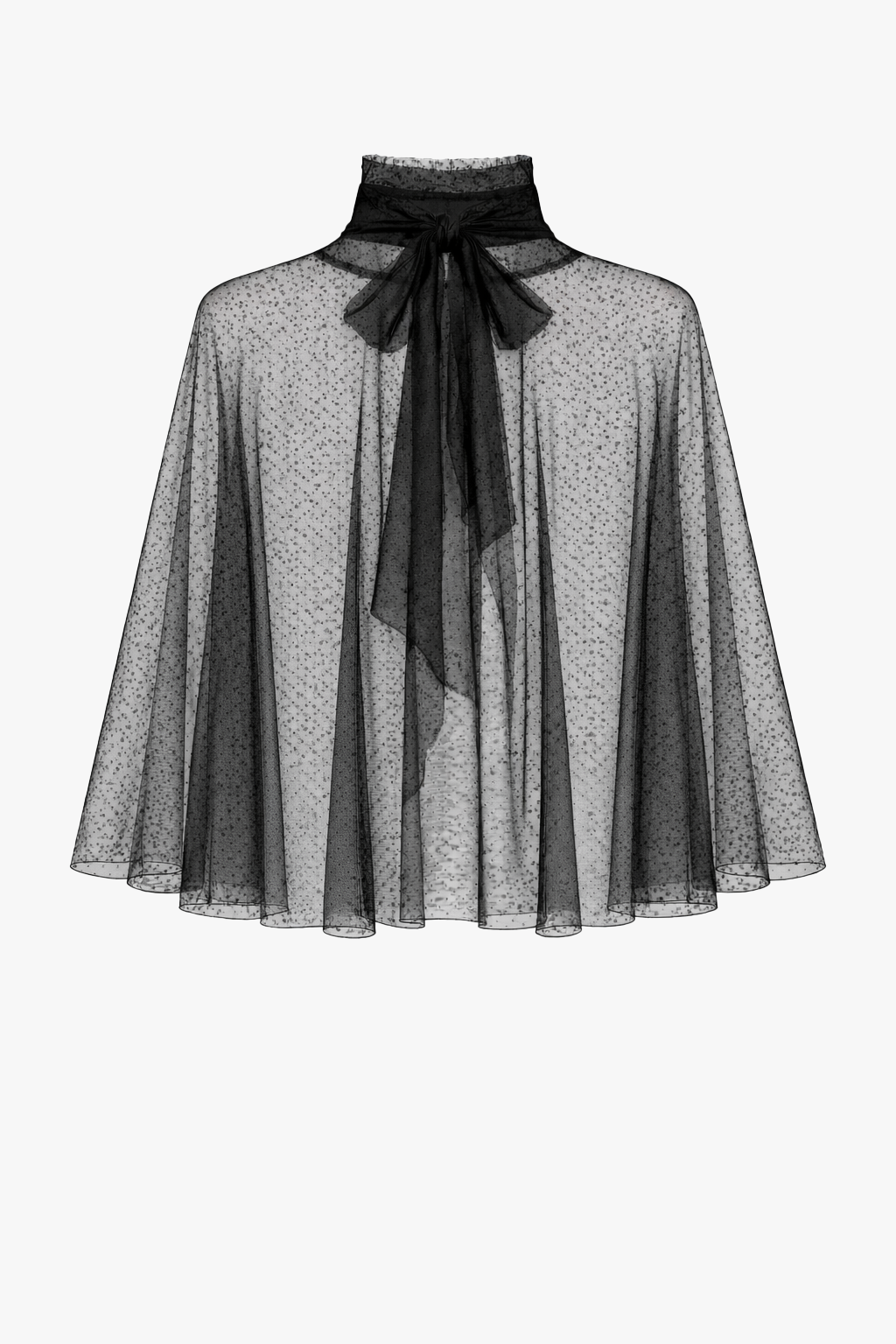 "Sonia" Mesh High Neck Tieback Capelet Black