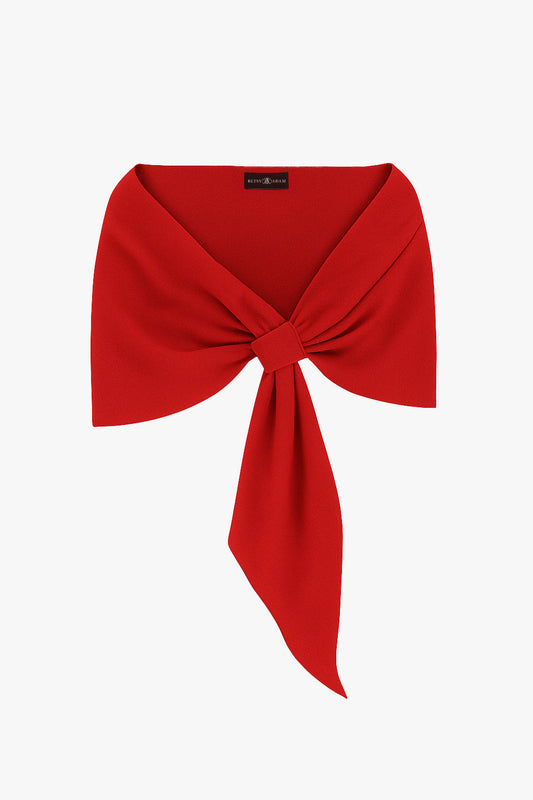 Plus "Carol" Techno Scuba Pull Through Shawl Wrap | Betsy & Adam Red