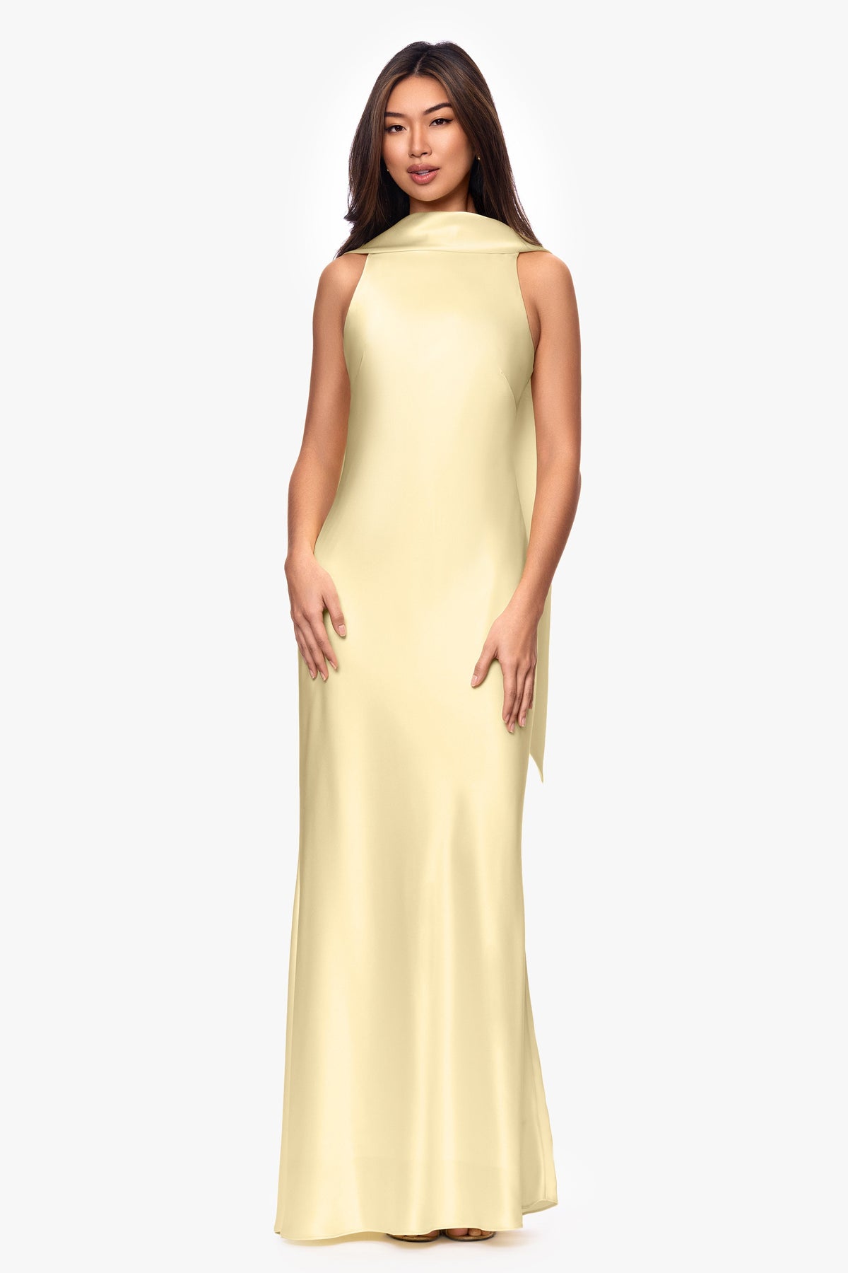 "Mackenzie" Satin Back Sash Dress Butter