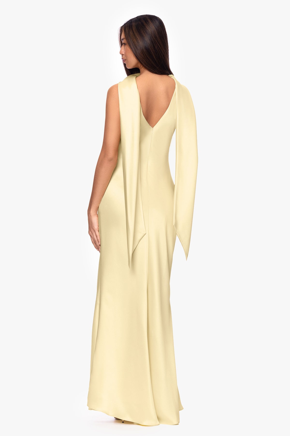 "Mackenzie" Satin Back Sash Dress Butter