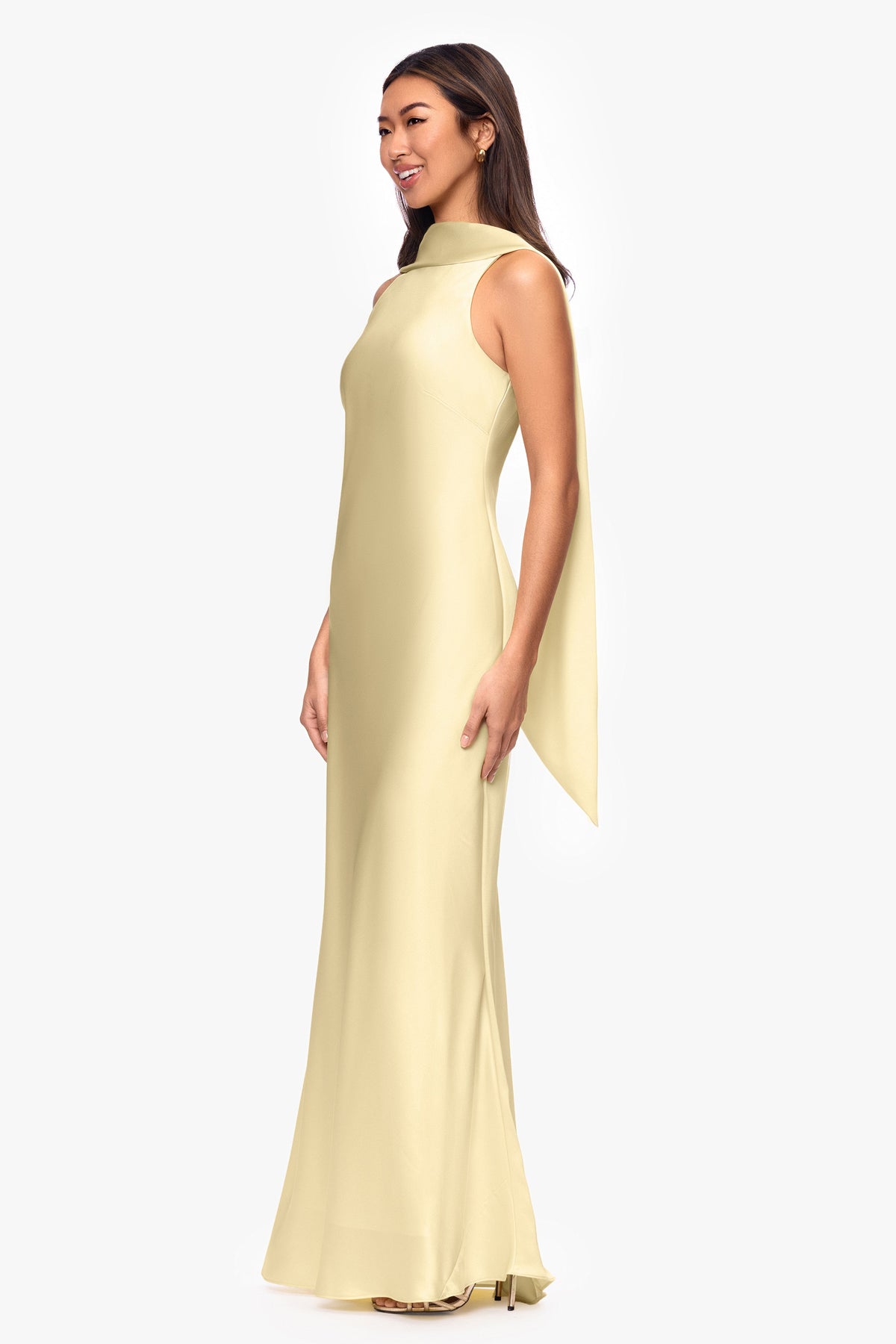 "Mackenzie" Satin Back Sash Dress Butter