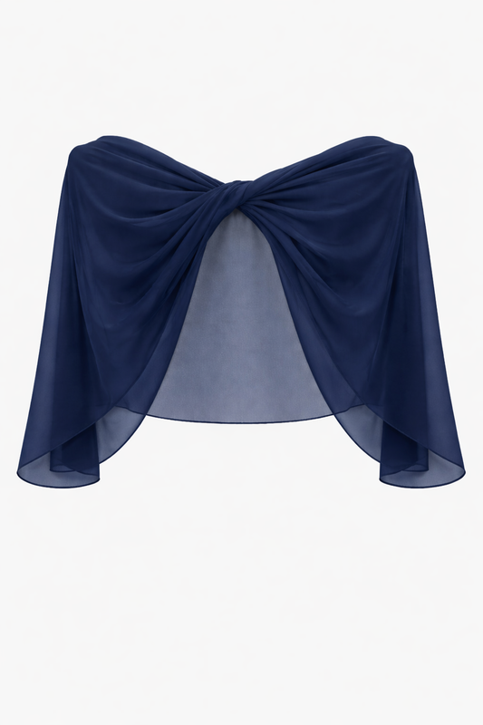 "Nikita" Chiffon Twist Shawl Wrap Navy