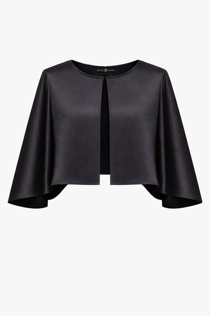 "Bella" Satin Cape Shawl Wrap Black