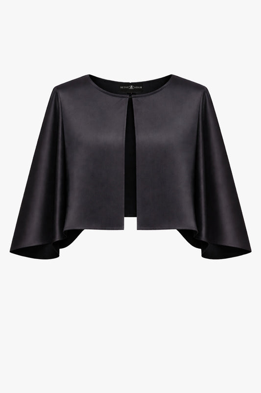 "Bella" Satin Cape Shawl Wrap Black