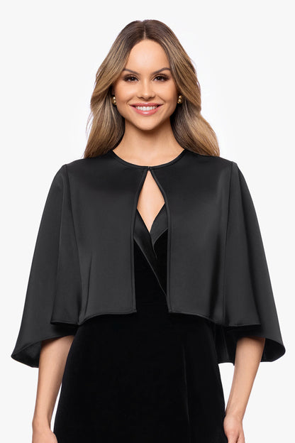 "Bella" Satin Cape Shawl Wrap Black