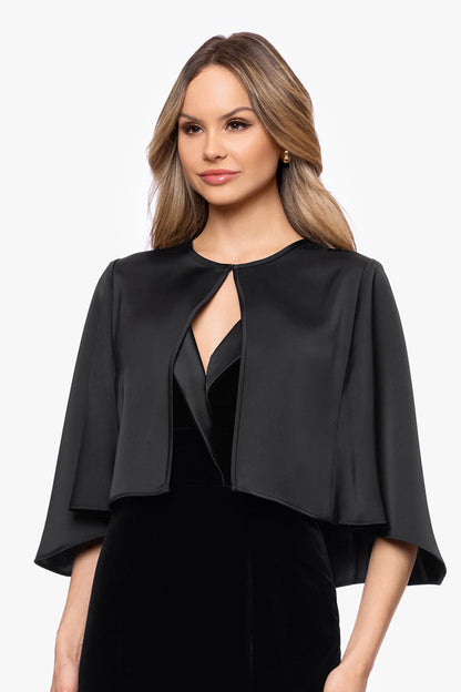 "Bella" Satin Cape Shawl Wrap Black