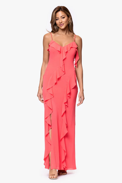 "Summer" Chiffon Ruffle Dress Coral