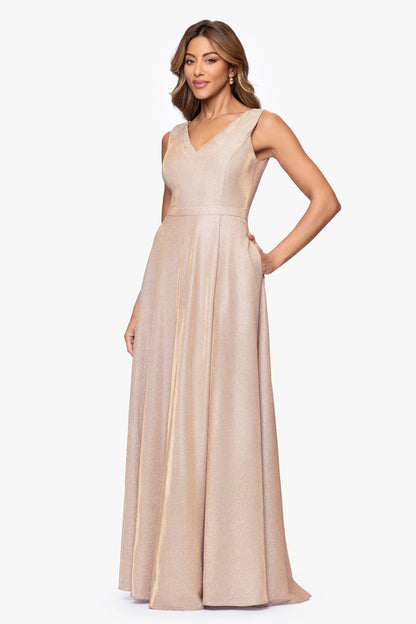 "Dawn" Galaxy Knit V-Neck Dress Blush/Silver
