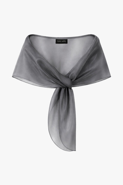 "Joan" Pull Through Organza Shawl Wrap Khaki