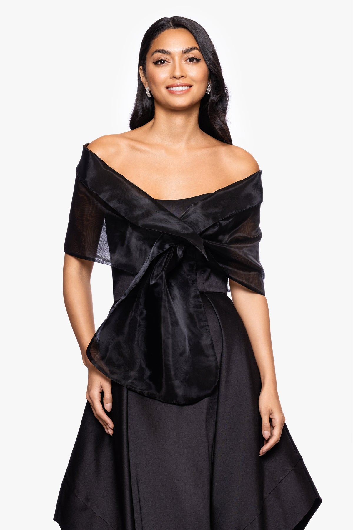 "Joan" Pull Through Organza Shawl Wrap Khaki
